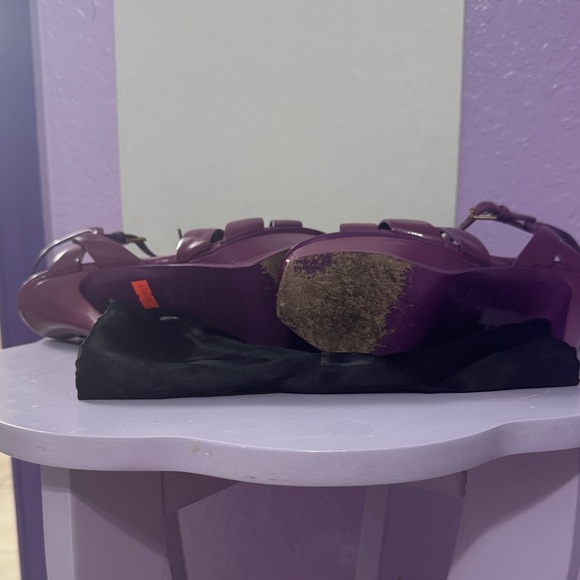Saint Laurent Dark Purple Strappy Heels - Picture 3 of 4